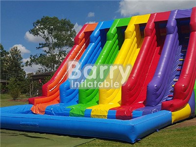 Hot Sale Guangzhou 4 Lane Big Colorful Inflatable Water Slide With Pool BY-WS-017